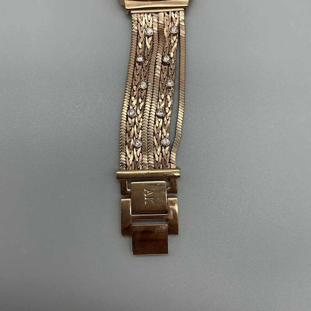 Anne Klein Womens Watch 30mm MOP Diamond Gold Tone Bracelet New Battery 7.25